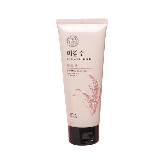 The Face Shop Rice Water Bright Foaming Face Wash 100ml | Face Wash for Glowing Skin | Cleanser for Uneven Skin Tone | Korean Skin Care, For Oily skin