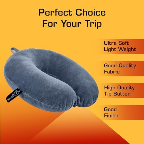 Billebon Premium Neck Pillow for Travelling Airplane Travel Pillow Comfortable Head Rest Neck Holder Pillow (Grey) - Image 3