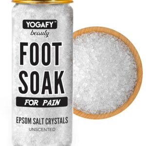 YOGAFY- Foot Soak for PAIN RELIEF with Epsom Salt - (300 g) | DETOX SPA | Remove Impurities, Relieve Stress and Improve Sleep | Treat Athletes Foot, Tired and Aching Feet - Pet Jar Pack |