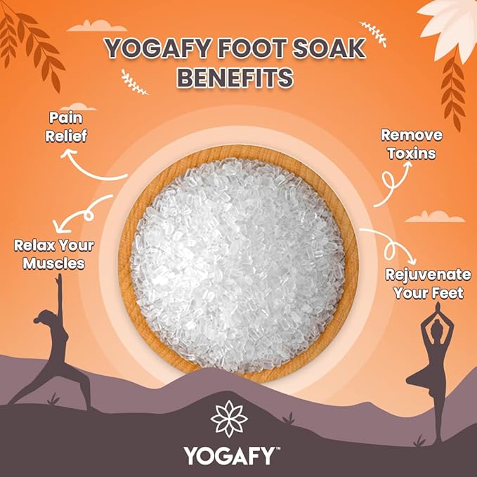 YOGAFY- Foot Soak for PAIN RELIEF with Epsom Salt - (300 g) | DETOX SPA | Remove Impurities, Relieve Stress and Improve Sleep | Treat Athletes Foot, Tired and Aching Feet - Pet Jar Pack | - Image 3