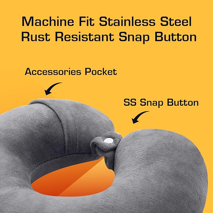 Billebon Premium Neck Pillow for Travelling Airplane Travel Pillow Comfortable Head Rest Neck Holder Pillow (Grey) - Image 2